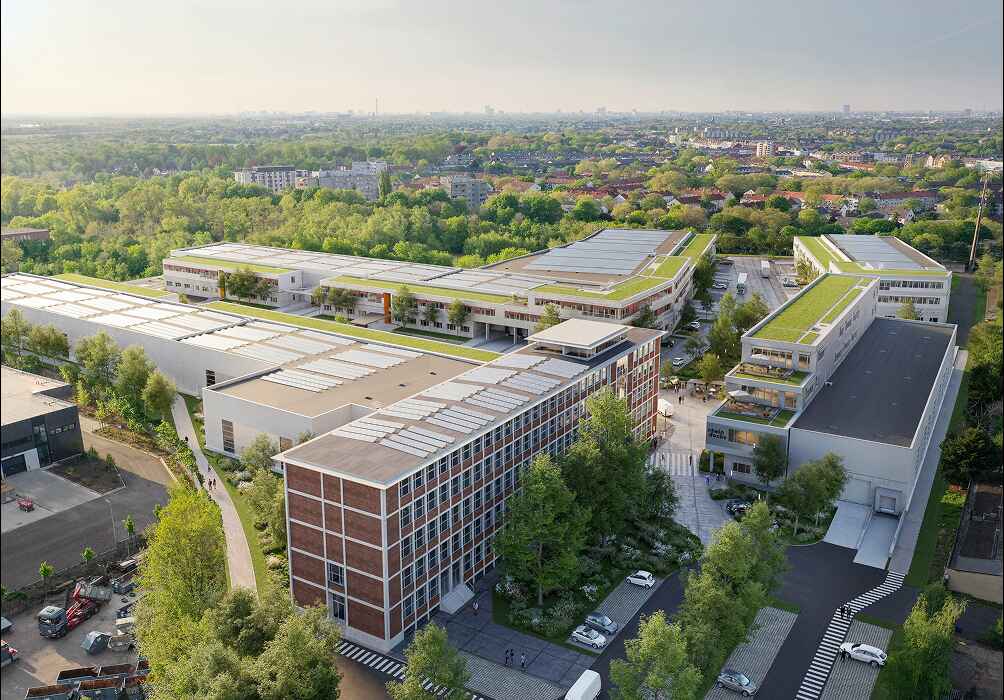 Vogelperspektive auf das Projekt WERFT68 in Düsseldorf